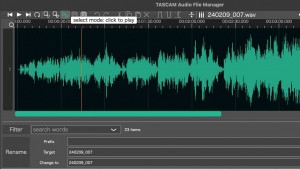 Kostenloser Audio File Manager ergänzt Aufnahmeprodukte von Tascam