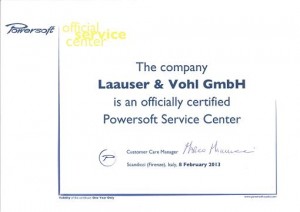 Laauser & Vohl GmbH ist „Authorised Service Center“ für Powersoft
